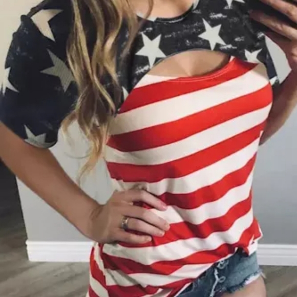 🔥New boutique cut out American flag tee - Picture 2 of 11
